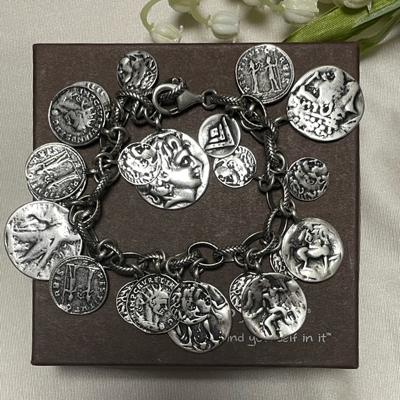 Silpada Iconic Roman Coin Cha-Cha Charm Sterling Silver Bracelet B1624 - Picture 3 of 17